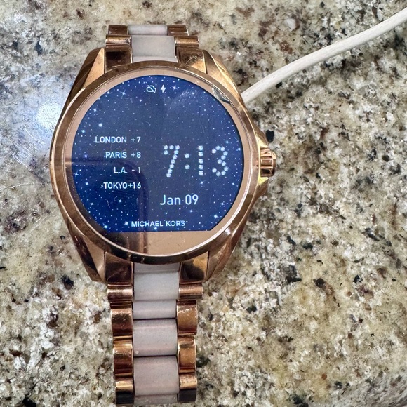 Michael Kors Gold and Pink Smartwatch with Charger - Picture 1 of 10